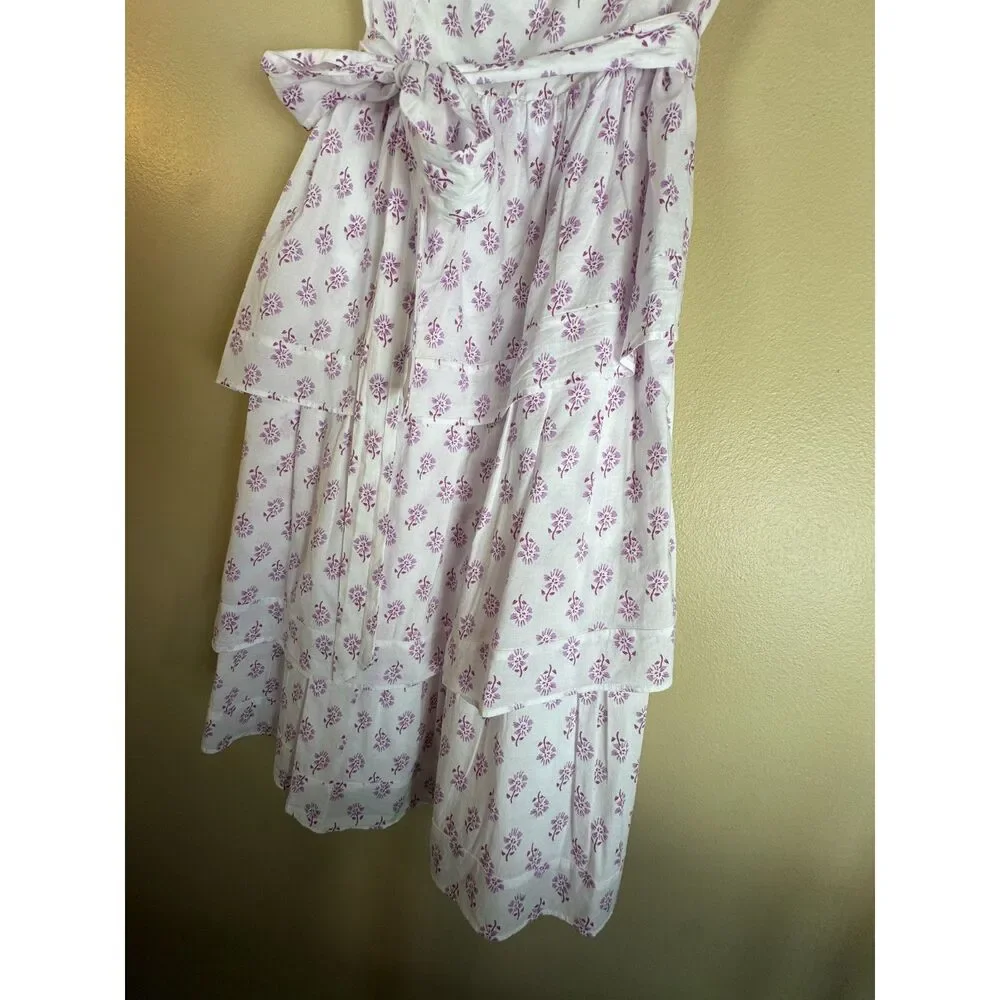 J. Crew Dress, White with purple flowers, floral, 100% Cotton